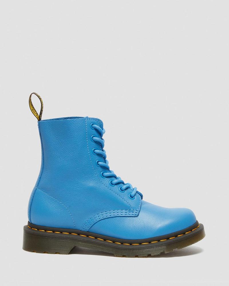 Dr Martens 1460 Pascal Virginia Lær Ankelstøvletter Dame Blå | Norge 89WNB